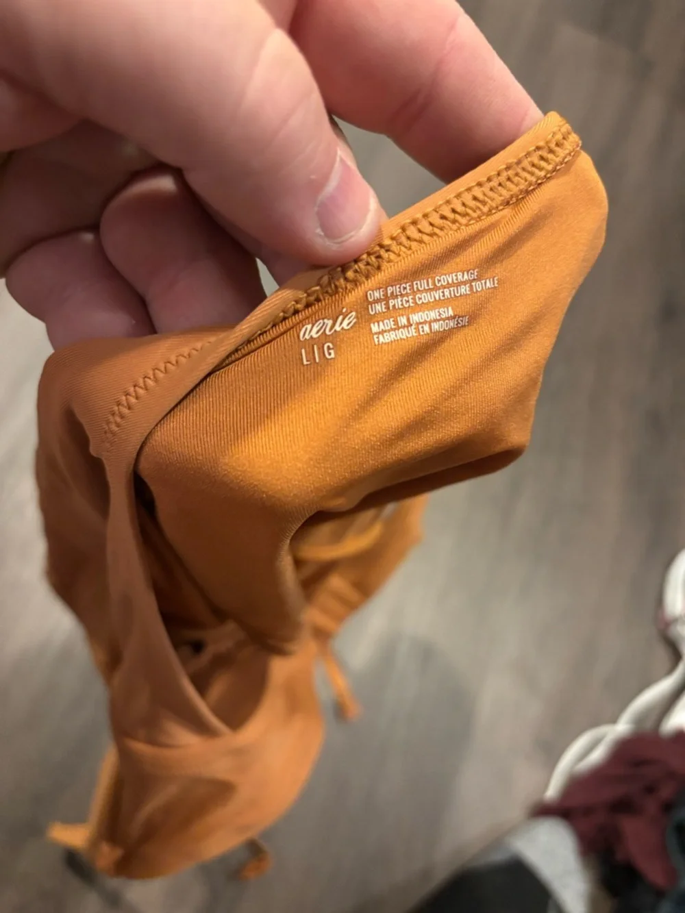aerie Mustard-Orange One-Piece Swimsuit with Front Tie